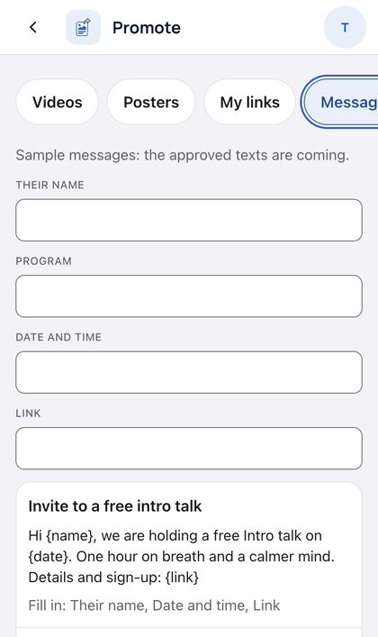 Promote: Posters and Messages are in this demo with sample data. The