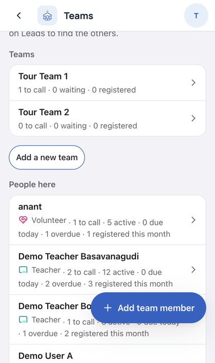 Teams: Tap Add a new team. Type a name. Pick a map place if you wan