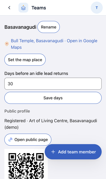 Teams: Open Teams. You see each team with its calls and registratio